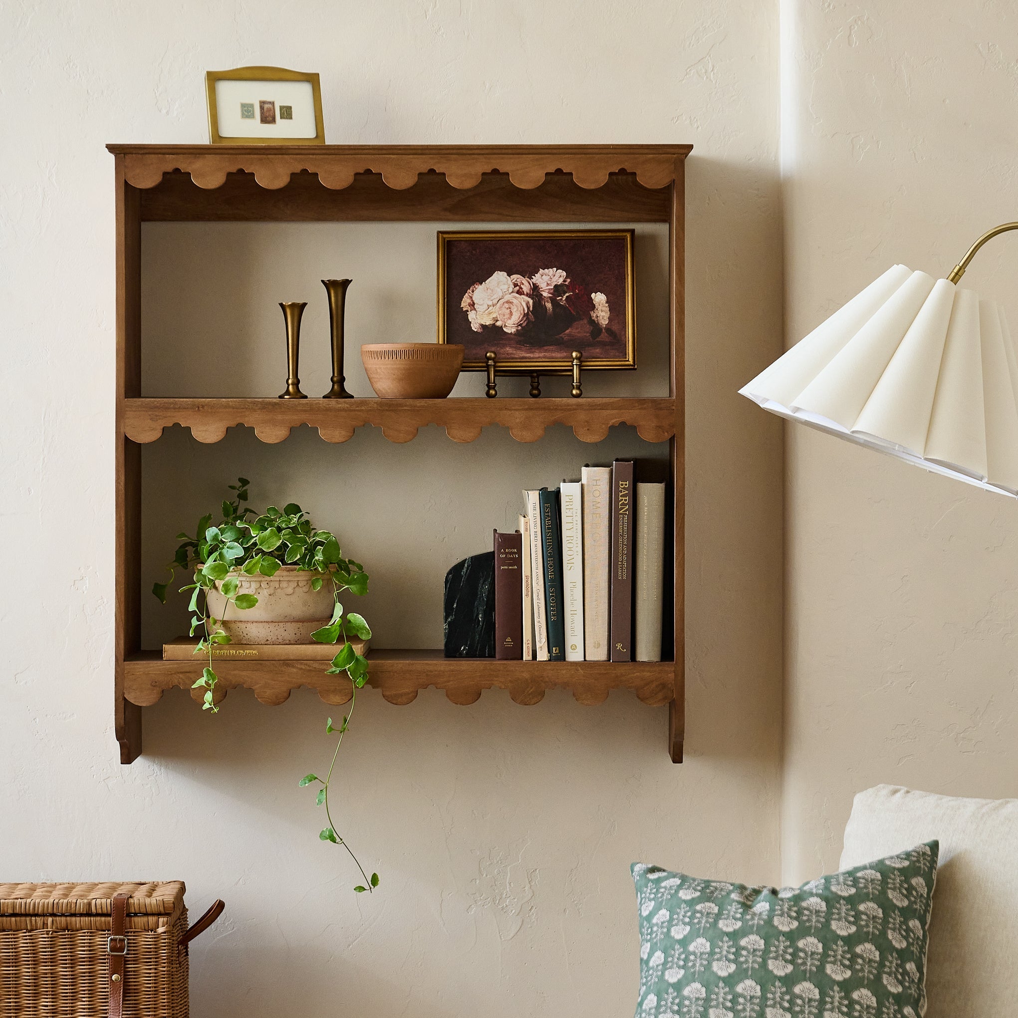 Linnea Antiqued Wood Shelf
